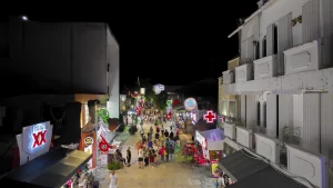 Foto de avenida con adornos de Temporada en playa del Carmen